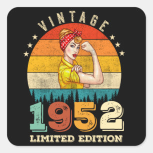 73 Year Old Bday 1952 Vintage 73rd Birthday Women Square Sticker