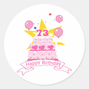 73 Year Old Birthday Cake Classic Round Sticker
