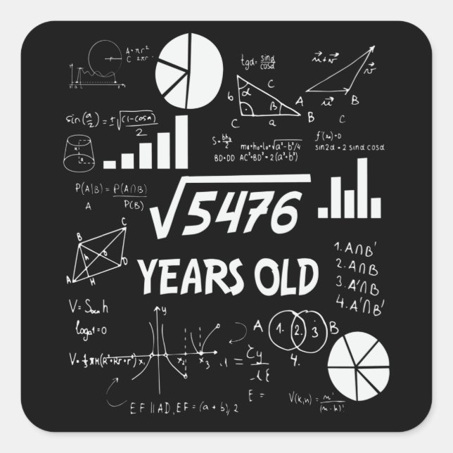 73 Years Old Bday Math Teacher 73rd Birthday Gift Square Sticker (Front)
