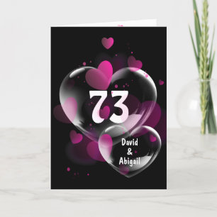 73rd Anniversary Heart Bubbles on Black Card
