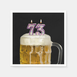 73rd Birthday Beer on black Napkins
