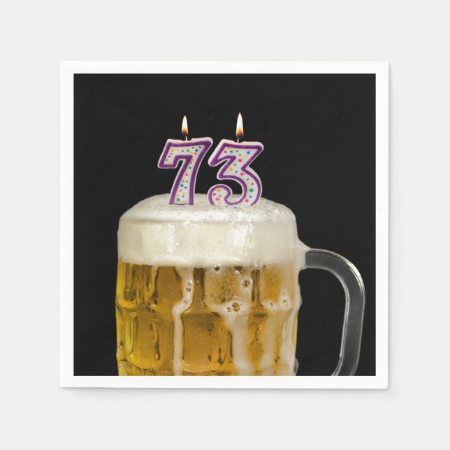 73rd Birthday Beer on black Napkins (Front)