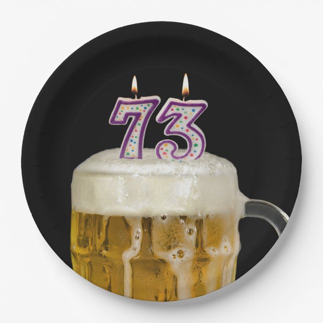 73rd Birthday Beer on black Paper Plate (Front)