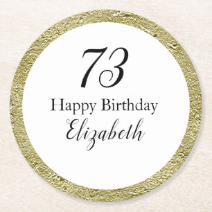 73rd Birthday Black White and Gold Coaster