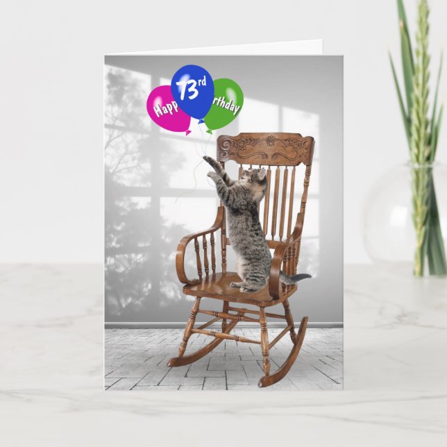73rd Birthday Cat With Balloons  Card (Front)