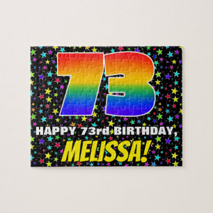 73rd Birthday — Fun, Colourful Star Field Pattern Jigsaw Puzzle