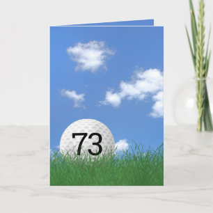 73rd birthday, golf ball in grass card