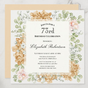 73rd Birthday Invitation in Elegant Autumn Colours