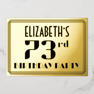 73rd Birthday Party: Art Deco Look “73” and Name