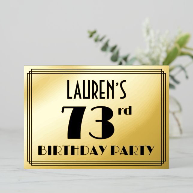 73rd Birthday Party — Art Deco Look “73” + Name (Standing Front)