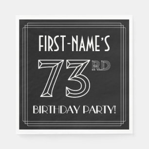73rd Birthday Party: Art Deco Style + Custom Name Napkin