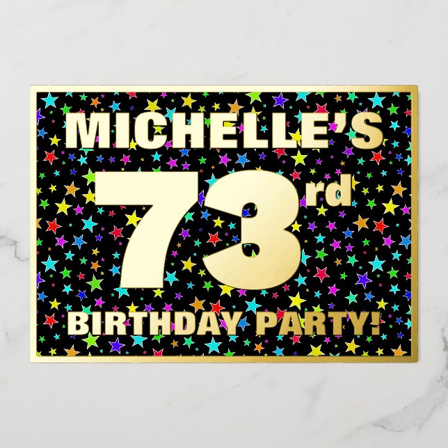 73rd Birthday Party — Fun, Colourful Stars Pattern (Front)