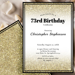 73rd Birthday Party Invitation in Black and Gold