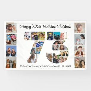 73rd Birthday Party Number 73 Photo Collage Banner