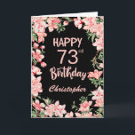73rd Birthday Pink Peach Watercolor Floral Black Card<br><div class="desc">73rd Birthday Pink Peach Watercolor Floral Black Birthday Card. For further customisation,  please click the "Customise it" button and use our design tool to modify this template.</div>