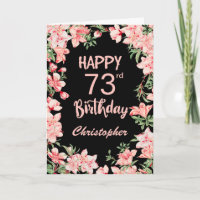 73rd Birthday Pink Peach Watercolor Floral Black