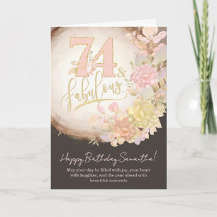 74 & Fabulous Floral Photo Personalized Birthday Card