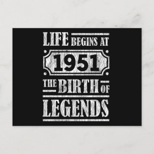 74 Year Old 1951 Birth Of Legend 74th Birthday Postcard