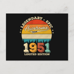 74 Year Old Bday 1951 Awesome 74th Birthday Gift Postcard