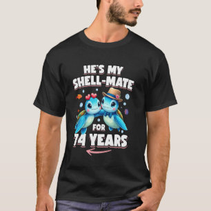 74 Years Couple Anniversary Turtles He's She's My T-Shirt