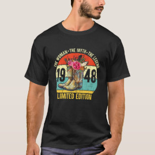 74 Years Old 1948 Limited Edition Cowboy Boots Wes T-Shirt