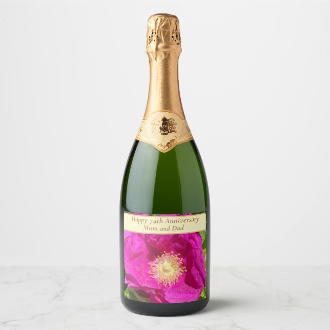 74th Anniversary Editable Sparkling Wine Label (Front)