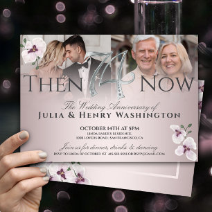 74th Anniversary Refined Orchid Then And Now Invitation