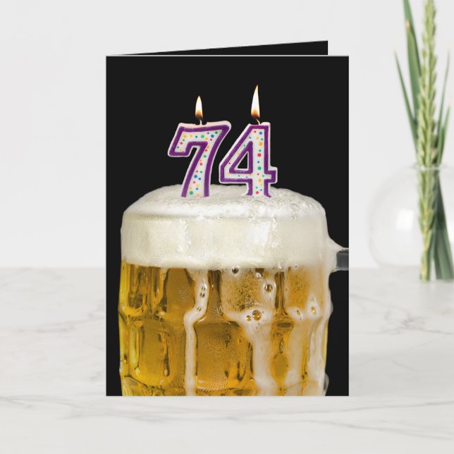 74th Birthday Beer on black Card (Front)