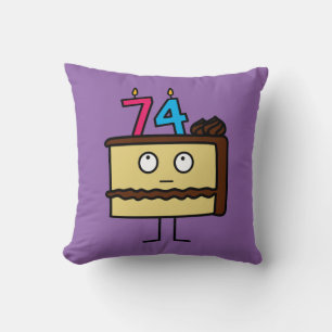 74th Birthday Cake with Candles Cushion