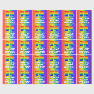 74th Birthday: Colourful, Fun Rainbow Pattern # 74 Wrapping Paper