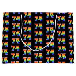 74th Birthday: Fun Rainbow Event Number 74 Pattern Large Gift Bag