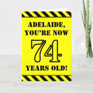 74th Birthday: Fun Stencil Style Text, Custom Name Card