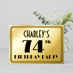 74th Birthday Party — Art Deco Look “74” + Name
