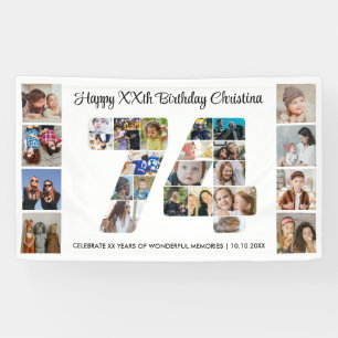 74th Birthday Party Number 74 Photo Collage Banner