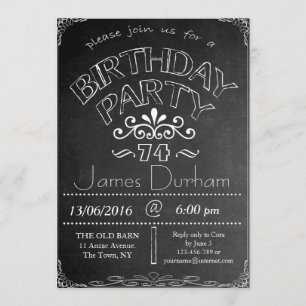 74th Chalkboard Birthday Celebration Invitation