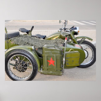 750B-2 motorcycle with a sidecar Poster