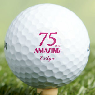 75 and Amazing Grandma Gift – Pink 75th Birthday Golf Balls