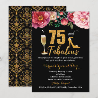 75 and Fabulous Birthday Invitation for Women