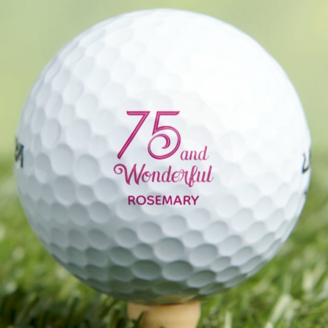 75 and Wonderful Birthday Gift for Mum – Script Golf Balls (Creator Uploaded)