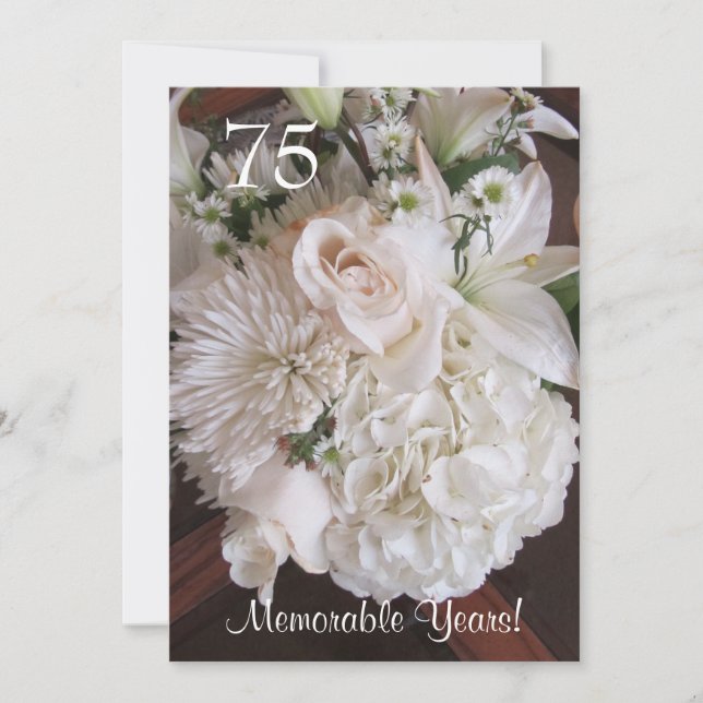 75 Birthday Celebration/Elegant White Floral Invitation (Front)