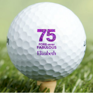 75 FORE-ever Fabulous 75th Birthday Purple Flowers Golf Balls