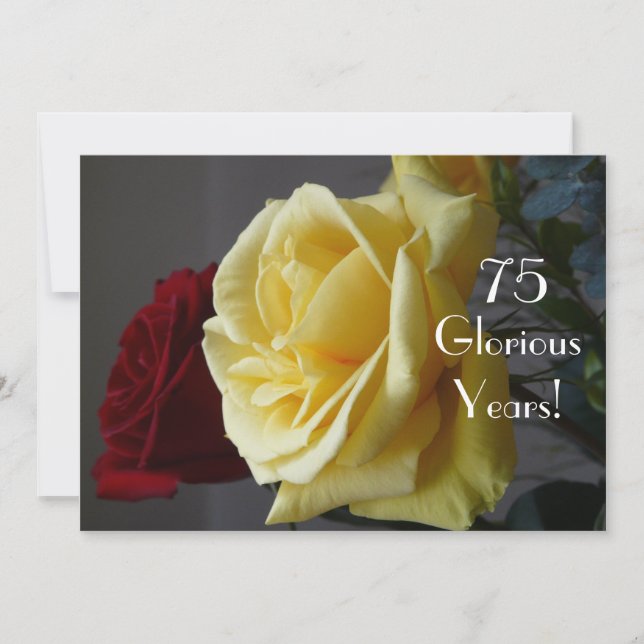75 GloriousYears!-Birthday/Two Roses-with Quote Invitation (Front)