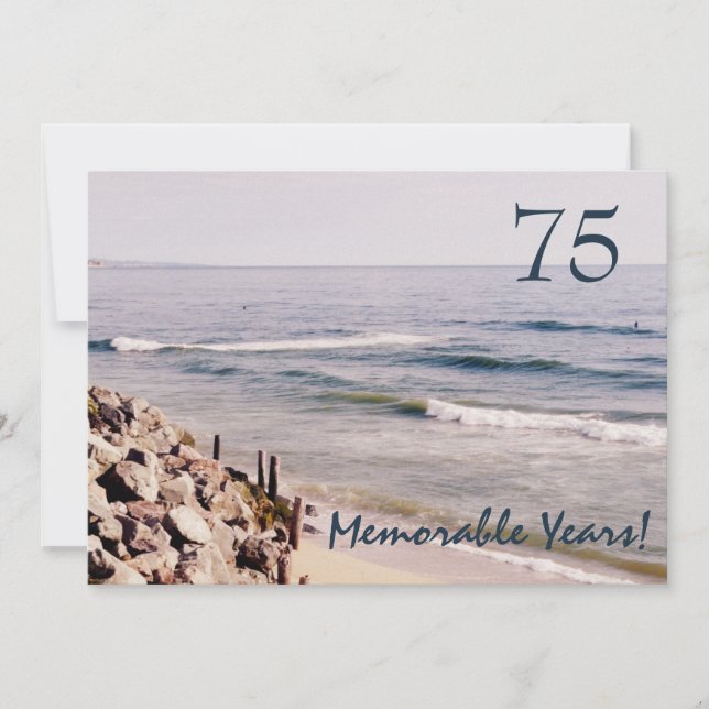 75 Memorable Years/Birthday Party-Ocean Invitation (Front)