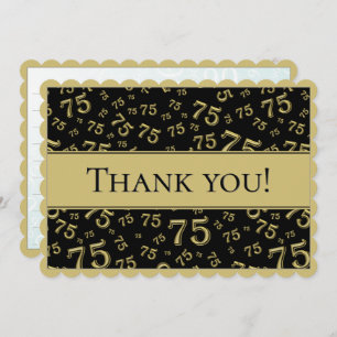 75 "Thank you!" Black/Gold Number Pattern Thank You Card