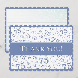 75 "Thank you!" Blue/White Number Pattern Thank You Card