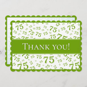 75 "Thank you!" Green/White Number Pattern Thank You Card