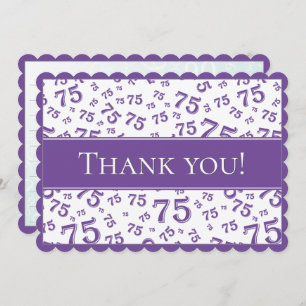75 "Thank you!" Purple/White Number Pattern Thank You Card