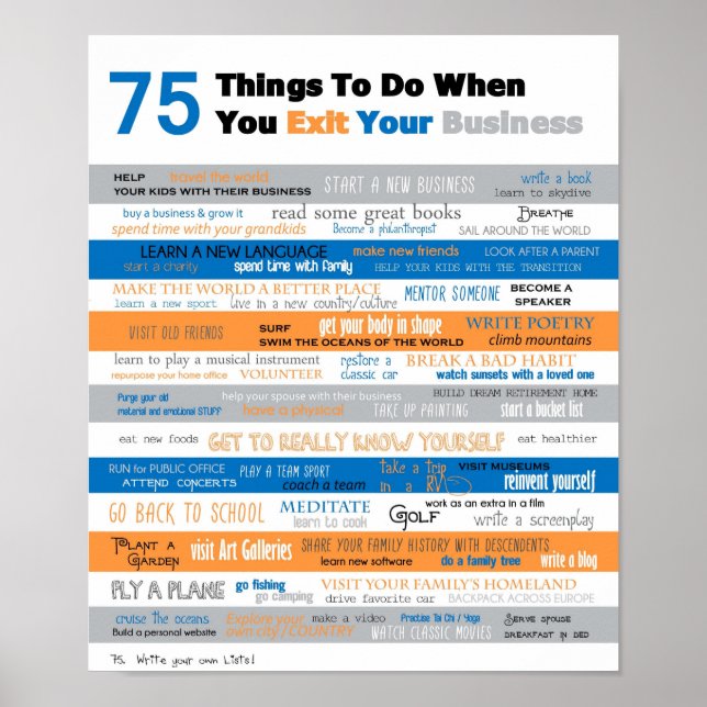 75 Things to Do When you Exit your Business Poster (Front)