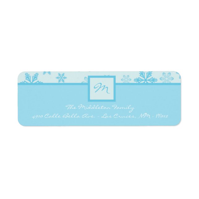 .75"x2.25" Blue Snowflakes Stick On Return Label (Front)