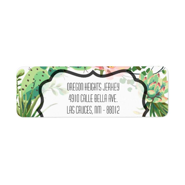 .75"x2.25" Business Address Label Bohemian Cactus (Front)